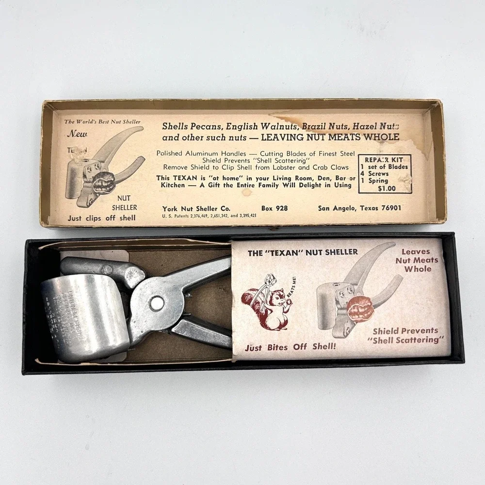 Vintage Nutcracker Texan Nut Sheller Mid Century Collectible Original Box USA